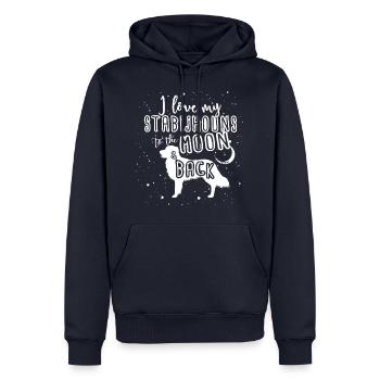 Stabijhoun Moon 2 - Men’s Premium Organic Hoodie - navy - Front - Nico (187cm)