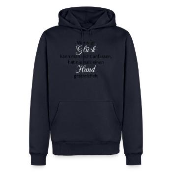 Hunde Spruch: Hund Glück - Männer Premium Bio Hoodie - Navy - Vorne - Nico (187cm)