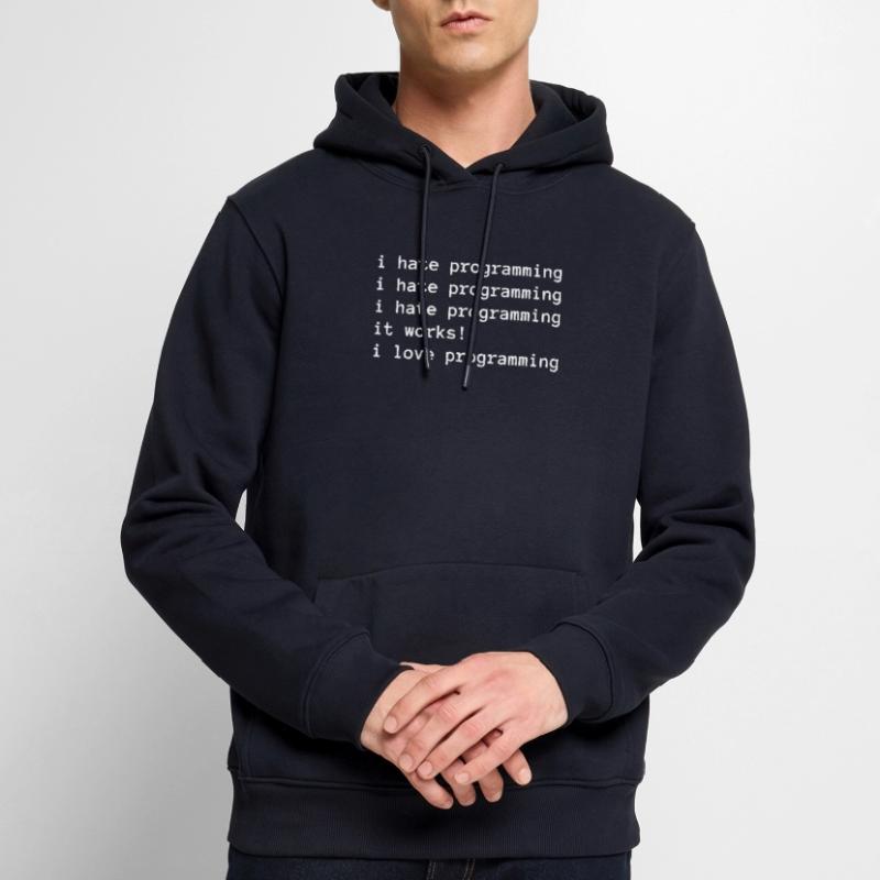 I hate programming - I love programming Men’s Premium Organic Hoodie