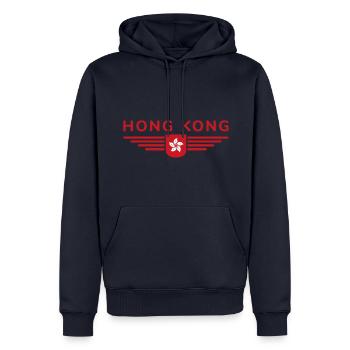 Ich liebe Honkong Fan, Design T-Shirt Outfit - Männer Premium Bio Hoodie - Navy - Vorne - Nico (187cm)