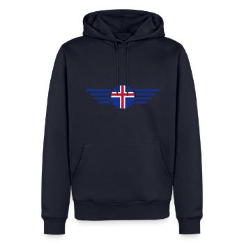 Island Stil Design T-Shirt - Männer Premium Bio Hoodie - Navy - Vorne - Nico (187cm)