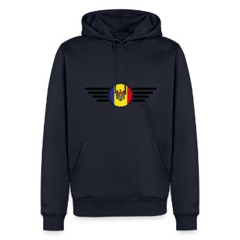 T-shirt design de style Moldavie - Sweat à capuche Premium bio Homme - bleu marine - Devant - Nico (187cm)