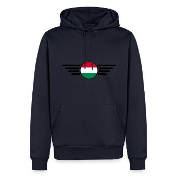 T-shirt design de style hongrois - Sweat à capuche Premium bio Homme - bleu marine - Devant - Nico (187cm)