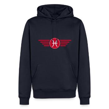 Sternzeichen Fische, exklusives T-Shirt Design - Männer Premium Bio Hoodie - Navy - Vorne - Nico (187cm)