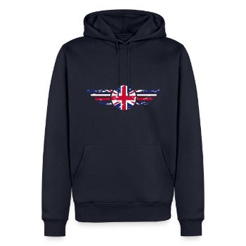 I Love Britain UK, Style Design T-Shirt - Sweat à capuche Premium bio Homme - bleu marine - Devant - Nico (187cm)