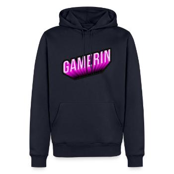 Gamerin 3D NEON PINK - Männer Premium Bio Hoodie - Navy - Vorne - Nico (187cm)