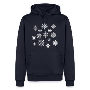 Flocons de neige blanc - Sweat à capuche Premium bio Homme - bleu marine - Devant - Nico (187cm)