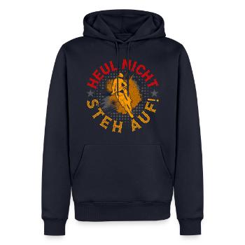 HEUL NICHT - STEH AUF! - Männer Premium Bio Hoodie - Navy - Vorne - Nico (187cm)