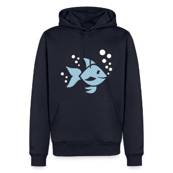 Poisson - Sweat à capuche Premium bio Homme - bleu marine - Devant - Nico (187cm)