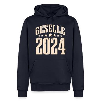 Geselle Gesellenprüfung 2024 - Männer Premium Bio Hoodie - Navy - Vorne - Nico (187cm)