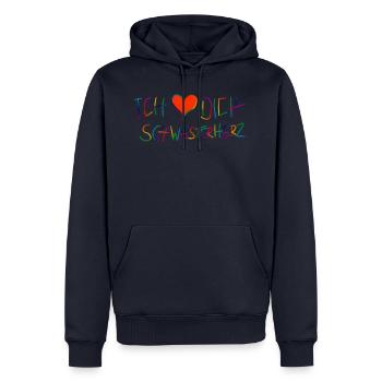 schwesterherz - Männer Premium Bio Hoodie - Navy - Vorne - Nico (187cm)