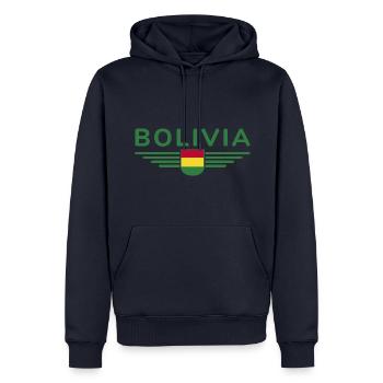 J’aime la Bolivie, T-shirt design de style élégance - Sweat à capuche Premium bio Homme - bleu marine - Devant - Nico (187cm)