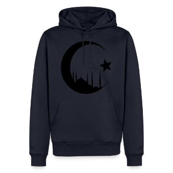 Crescent with mosque - Men’s Premium Organic Hoodie - navy - Front - Nico (187cm)