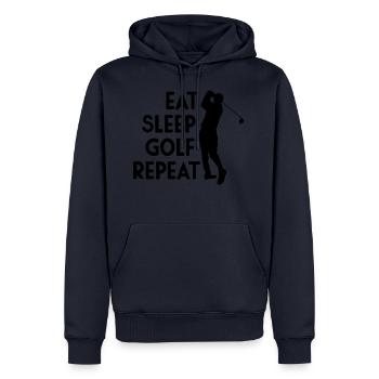 Eat Sleep Golf Repeat - Männer Premium Bio Hoodie - Navy - Vorne - Nico (187cm)