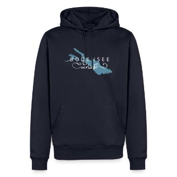Bodensee verliebt - Männer Premium Bio Hoodie - Navy - Vorne - Nico (187cm)