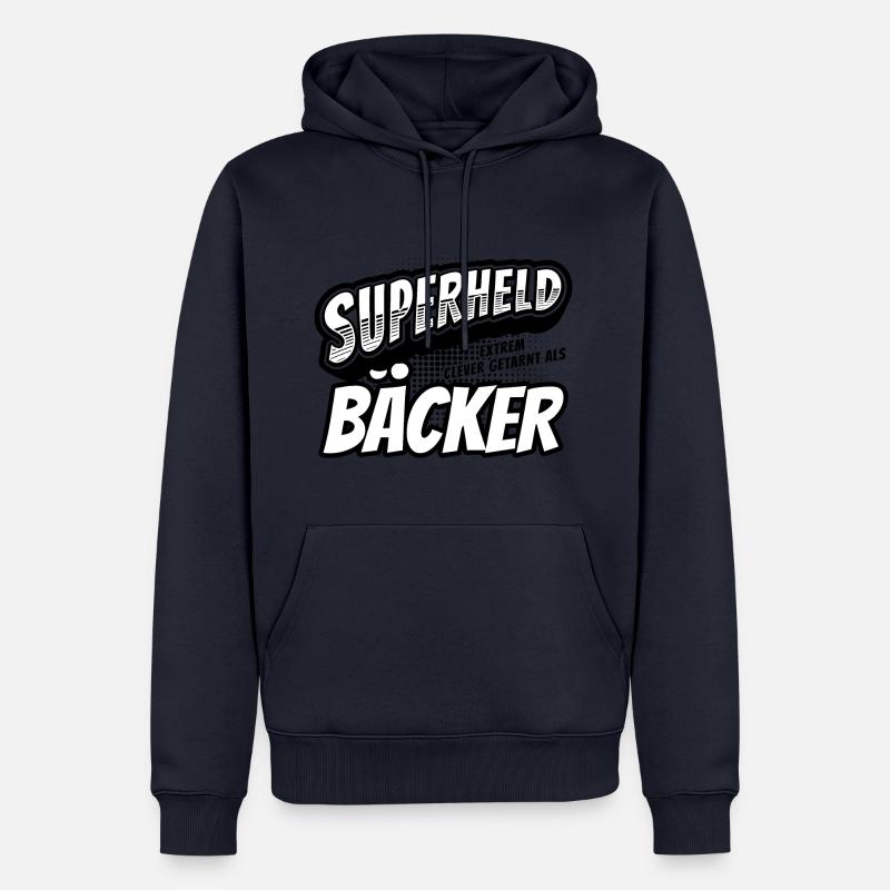 Superheld, clever getarnt als Bäcker - Männer Premium Bio Hoodie - Navy