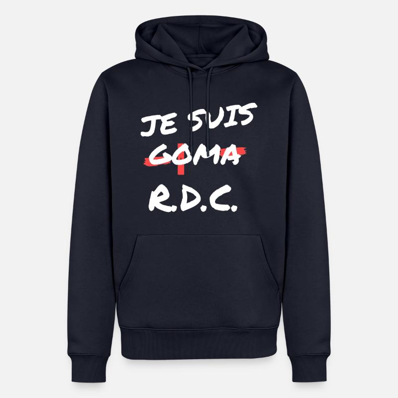 JE SUIS GOMA / R.D.C. - Sweat à capuche Premium bio Homme - bleu marine