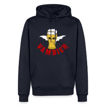 Vambier Halloween Wortspiel Vampir Bier Fledermaus - Männer Premium Bio Hoodie - Navy - Vorne - Nico (187cm)