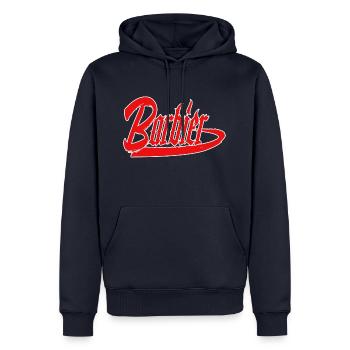 barbier cheveux barbe barbier raser hommes barbier - Sweat à capuche Premium bio Homme - bleu marine - Devant - Nico (187cm)