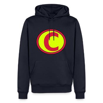 Super, Superheld, Superheldin, Hero, C - Sweat à capuche Premium bio Homme - bleu marine - Devant - Nico (187cm)
