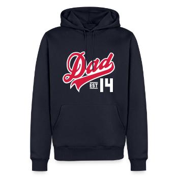 Dad Established 2014 2 color - Männer Premium Bio Hoodie - Navy - Vorne - Nico (187cm)