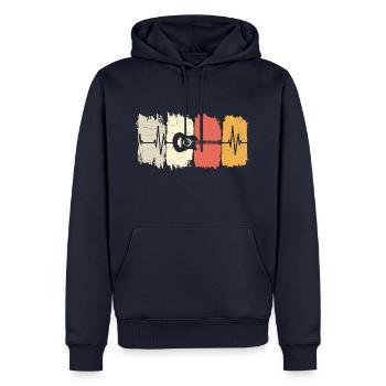 Akustische Gitarre Herzschlag Retro - Männer Premium Bio Hoodie - Navy - Vorne - Nico (187cm)
