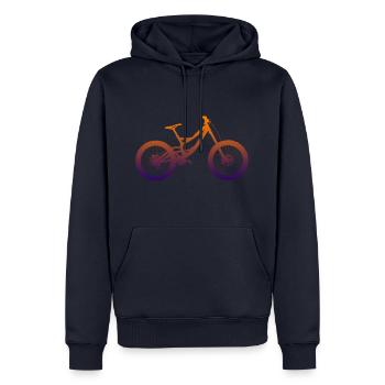 Downhill Bike Mountainbike - Männer Premium Bio Hoodie - Navy - Vorne - Nico (187cm)