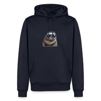 Cooles Faultier - Männer Premium Bio Hoodie - Navy - Vorne - Nico (187cm)
