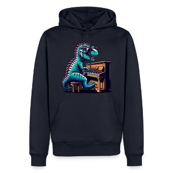 Conception de mélomane de pianiste de dinosaure - Sweat à capuche Premium bio Homme - bleu marine - Devant - Nico (187cm)