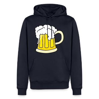 bière - Sweat à capuche Premium bio Homme - bleu marine - Devant - Nico (187cm)