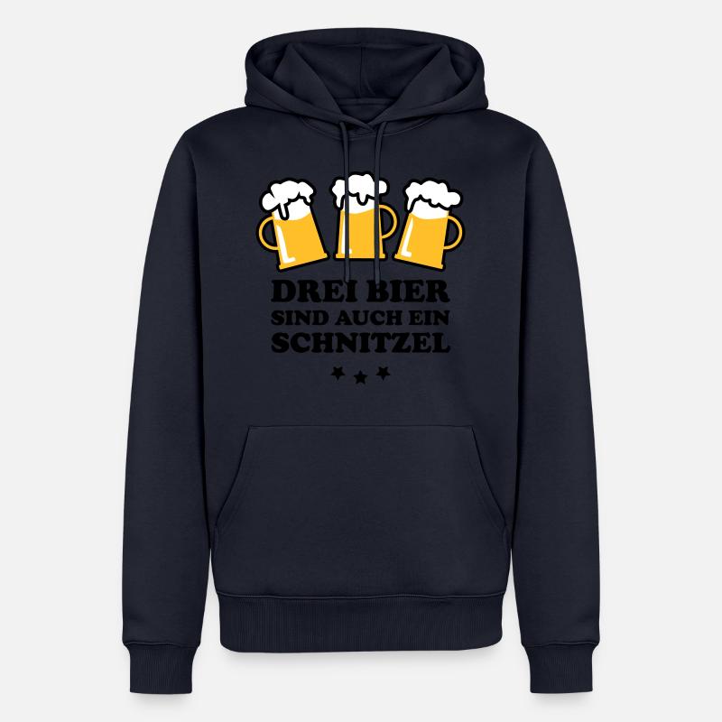 3 Drei Bier ein Schnitzel - Männer Premium Bio Hoodie - Navy
