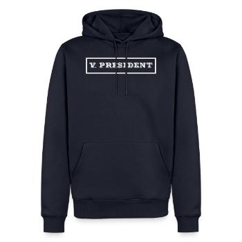V President in Privatem Club Freundeclub Biker - Männer Premium Bio Hoodie - Navy - Vorne - Nico (187cm)