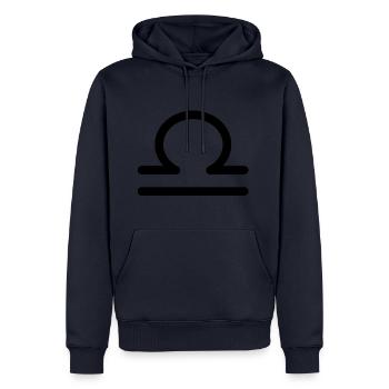 Balance zodiac noir - Sweat à capuche Premium bio Homme - bleu marine - Devant - Nico (187cm)