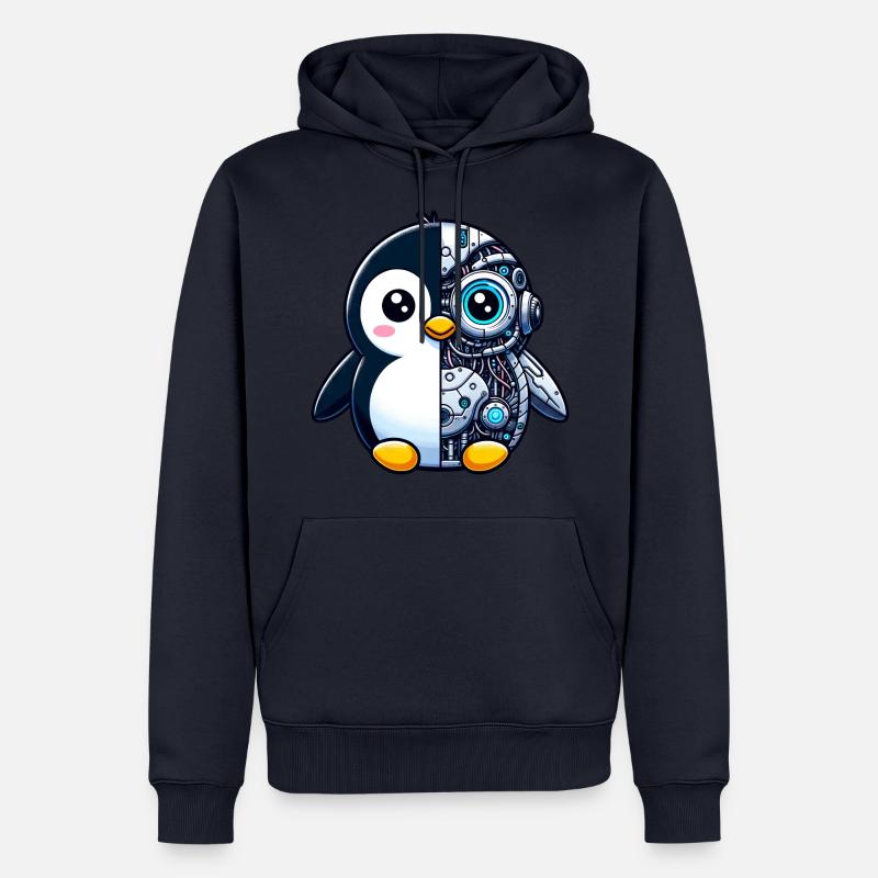 Mignon pingouin cyborg robot - Sweat à capuche Premium bio Homme - bleu marine