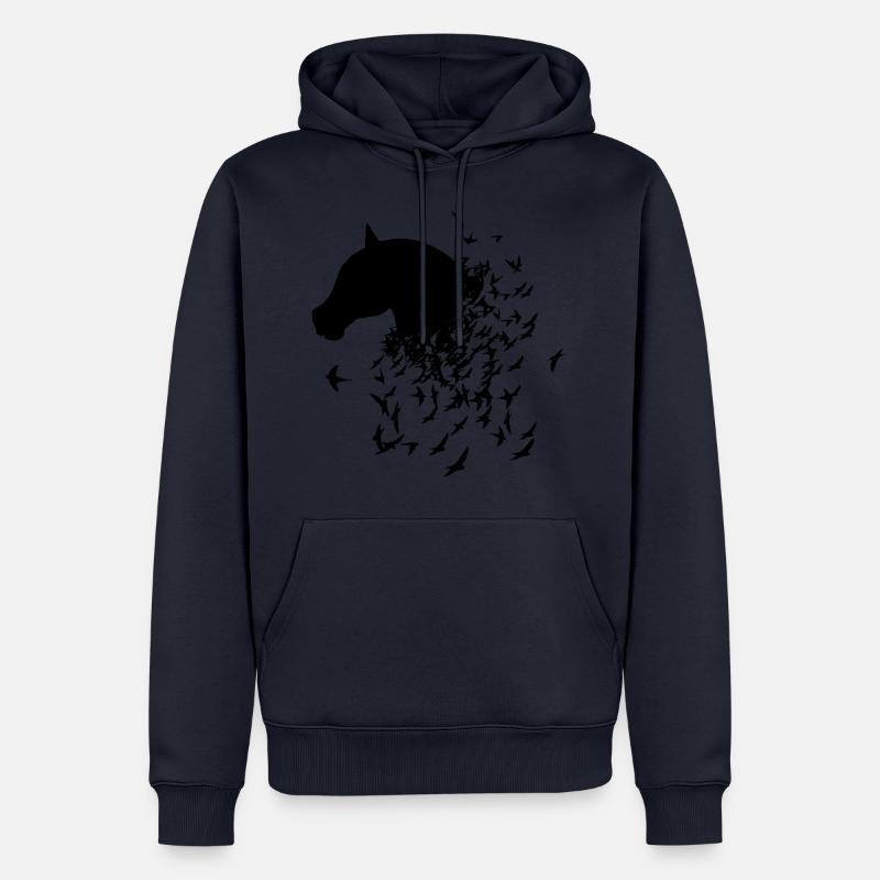 Pferd und Vögel Geschenkidee - Männer Premium Bio Hoodie - Navy