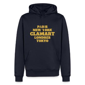 Clamart - Unique streets, unique style. - Sweat à capuche Premium bio Homme - bleu marine - Devant - Nico (187cm)