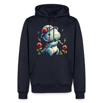 Conception de flûte mignonne de jeu de dinosaure - Sweat à capuche Premium bio Homme - bleu marine - Devant - Nico (187cm)