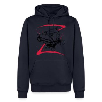 Z comme zander - Sweat à capuche Premium bio Homme - bleu marine - Devant - Nico (187cm)