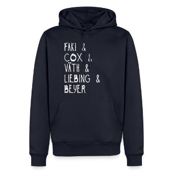Techno Design DJ's Geschenk Idee - Männer Premium Bio Hoodie - Navy - Vorne - Nico (187cm)