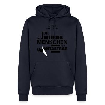Un Antastbar - Männer Premium Bio Hoodie - Navy - Vorne - Nico (187cm)