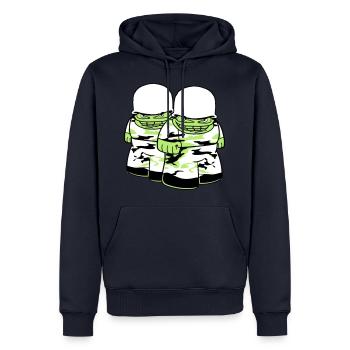 2 freunde team paar soldat tarnmuster krieg armee - Männer Premium Bio Hoodie - Navy - Vorne - Nico (187cm)