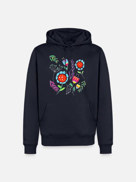 Skandinavisches Blumenmuster Flower Power Geschenk - Männer Premium Bio Hoodie - Navy
