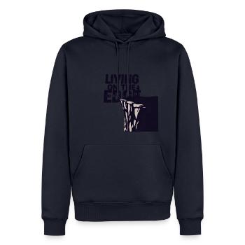 Living On The Edge - Men’s Premium Organic Hoodie - navy - Front - Nico (187cm)