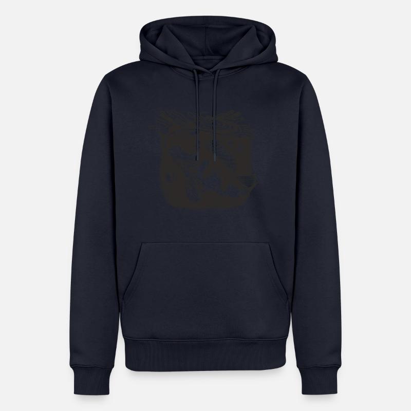 Pêcheurs et pêcheurs Accessoires de pêche Motif Canne à pêche - Sweat à capuche Premium bio Homme - bleu marine