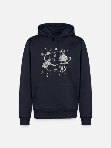 Lässig sportliches Zirkus-Chaos der Roboter - Männer Premium Bio Hoodie - Navy