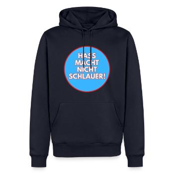 Hass macht nicht schlauer! - Männer Premium Bio Hoodie - Navy - Vorne - Nico (187cm)