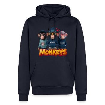 Monkeys 2 - Sweat à capuche Premium bio Homme - bleu marine - Devant - Nico (187cm)