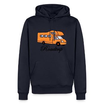 Road trip with the camper - for travelers - Men’s Premium Organic Hoodie - navy - Front - Nico (187cm)