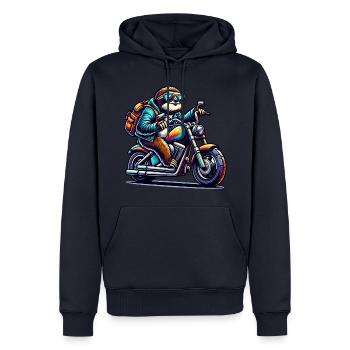 Vintage Biker Sloth Auf Chopper Design - Männer Premium Bio Hoodie - Navy - Vorne - Nico (187cm)