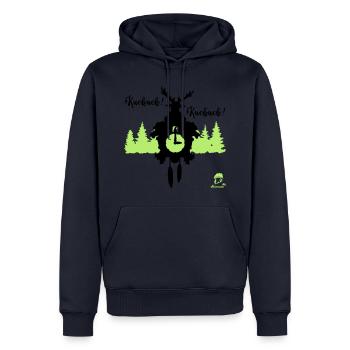 Kuckuck...Kuckuck... Kuckucksuhr mit Hirschgeweih - Männer Premium Bio Hoodie - Navy - Vorne - Nico (187cm)
